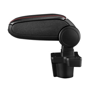 [pro.tec] Bracciolo centrale - Poggiabraccio con vano portaoggetti - imbottito - in similpelle - nero con cucitura rossa