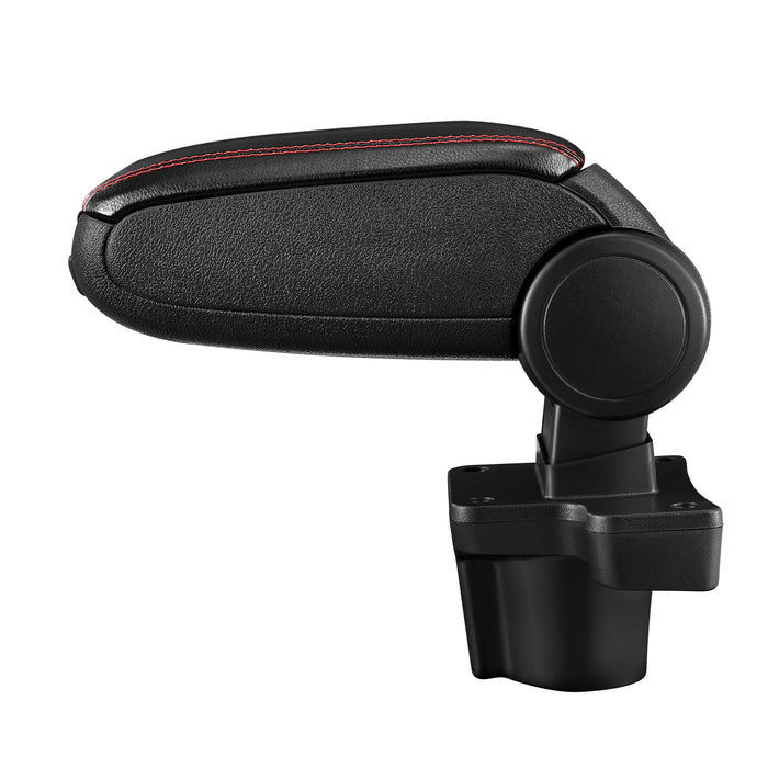 [pro.tec] Bracciolo centrale - Poggiabraccio con vano portaoggetti - imbottito - in similpelle - nero con cucitura rossa