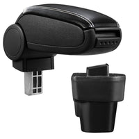 [pro.tec] Bracciolo centrale - Poggiabraccio con vano portaoggetti - imbottito - in similpelle - nero con cucitura