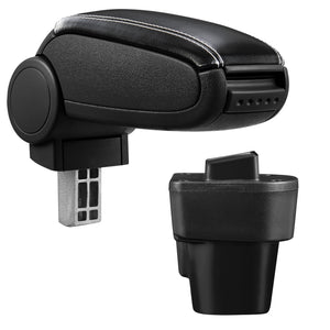 [pro.tec] Bracciolo centrale - Poggiabraccio con vano portaoggetti - imbottito - in similpelle - nero con cucitura