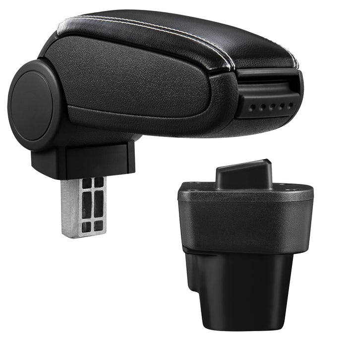 [pro.tec] Bracciolo centrale - Poggiabraccio con vano portaoggetti - imbottito - in similpelle - nero con cucitura