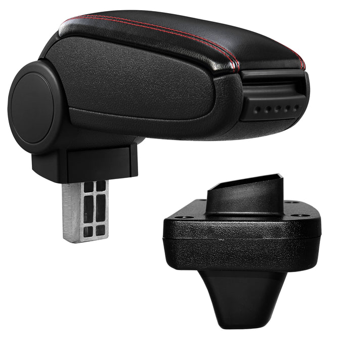 [pro.tec] Bracciolo centrale Opel Astra K - Rivestimento in similpelle nero con cuciture rosse - con vano portaoggetti