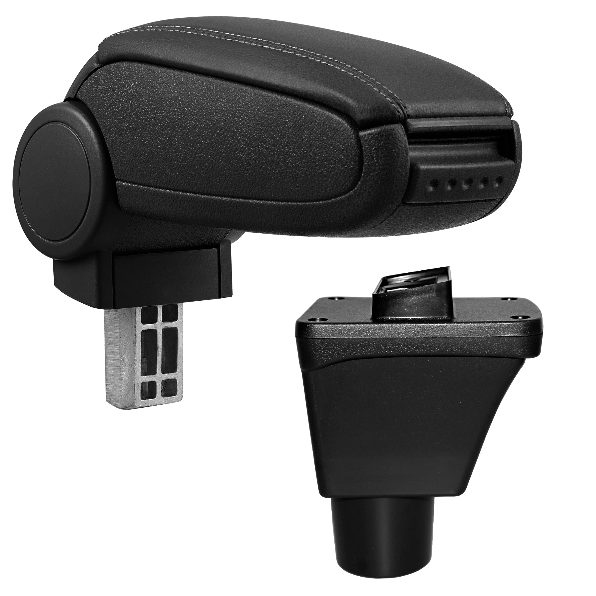 [pro.tec] Bracciolo centrale Ford Fiesta - Rivestimento in similpelle con cuciture nere - con vano portaoggetti