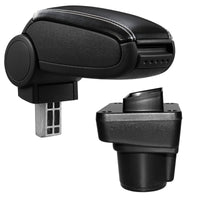 [pro.tec] Bracciolo centrale per Ford Ka+ (da 2014) - Rivestimento in similpelle nero con cuciture bianche - con vano