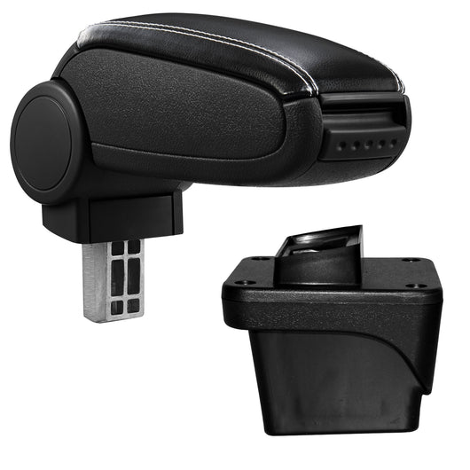 [pro.tec] Bracciolo centrale per Volkswagen Polo VI - Rivestimento in similpelle nero con cuciture bianche - con vano