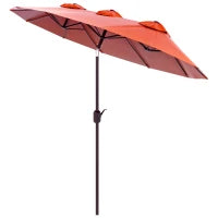 Ombrellone da Giardino Doppio Inclinabile con Apertura a Manovella, 295x152x222cm, Rosso