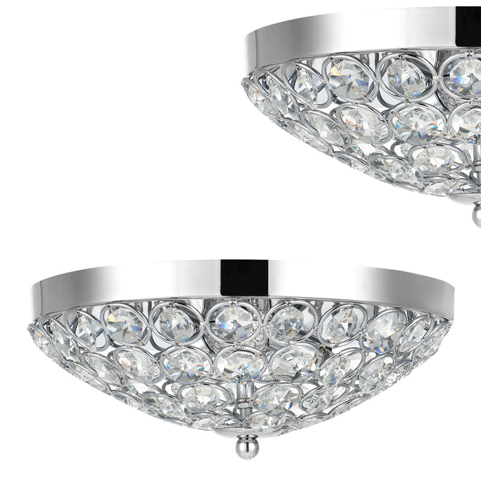 [lux.pro] Plafoniera, lampadario a corona - cromo, cristallo artificiale (2 x base G9)(13xØ30 cm)