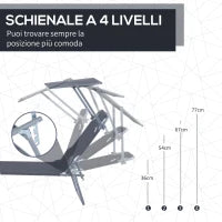 Lettino Prendisole da Giardino, Sdraio Pieghevole e Regolabile con Tettuccio in Tessuto Grigio, 187x58x36cm