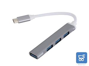 HUB USB type C 4 porte USB 3.0 Splitter Case in Alluminio Alta Velocità per PC e Smartphone