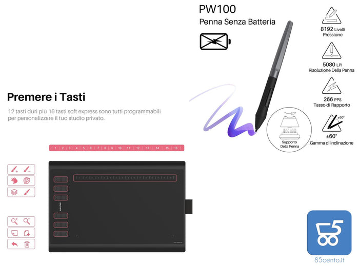 HUION H1060P Tavoletta Grafica con Area di lavoro da 10 x 6,25 pollici (dispositivi Android supportati) con Supporto per Stilo senza Batteria Insegnamento Lavoro Online Conferenze Web