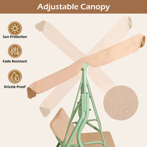 Hulaop - Dondolo 3 Posti da Giardino con Cuscino Imbottito e Tettuccio Parasole in Acciaio e Poliestere Beige