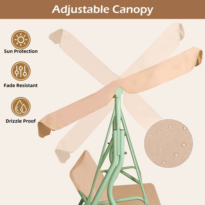 Hulaop - Dondolo 3 Posti da Giardino con Cuscino Imbottito e Tettuccio Parasole in Acciaio e Poliestere Beige
