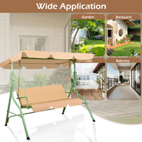 Hulaop - Dondolo 3 Posti da Giardino con Cuscino Imbottito e Tettuccio Parasole in Acciaio e Poliestere Beige