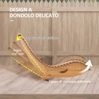 Sedia a Dondolo da Giardino a S con Seduta Ergonomica, in Legno di Abete e di Pino, 130x60x60 cm