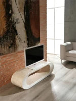 E-STYLO Tavolino in pietra fossile di design moderno, perfetto anche come porta TV elegante e funzionale, 35cm X 130cm H. 35cm