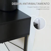 Consolle Moderna per Ingresso e Soggiorno con 2 Cassetti in Metallo 100x30x75cm - Nero