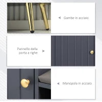 Mobile Scarpiera da Ingresso con Seduta Imbottita e Armadietto per 4 Paia di Scarpe, 80x33x49cm, Grigio