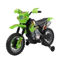 Moto Elettrica per Bambini 3 anni e Più, Moto Cross Elettrica con Rotelle, Batteria 6V Velocità 2.5km/h, 102 x 53 x 66cm, Verde