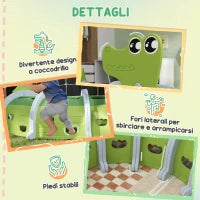Tunnel per Bambini 3-6 Anni a Forma di Coccodrillo, Gioco per Interno ed Esterno in Plastica, Verde