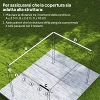 Copertura per Gazebo Pergola 4x3 m in Poliestere Traspirante Caffè con 10 Fori di Drenaggio