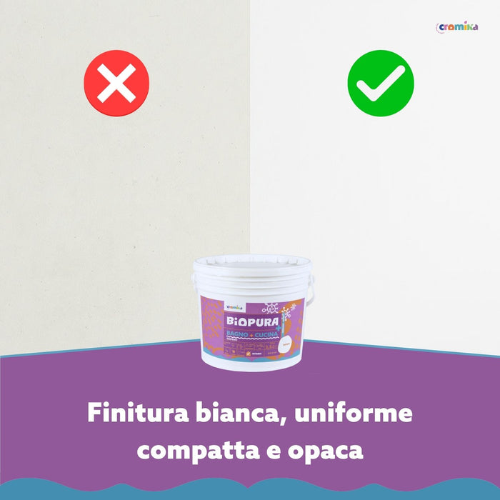 Idropittura traspirante antimuffa interni bagno cucina linea biopura cromika *** formato 2.5 lt, confezione 1