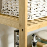 Scaffale Multiuso a 3 Ripiani Salvaspazio in Bambù, Mensola per Bagno, Salotto e Cucina, Facile da Montare, 62x33x80cm, Colore Naturale