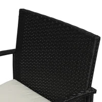 Set da Giardino 4 Pezzi in Rattan PE con Tavolino da Giardino, 2 Poltroncine e Divano 2 posti, Nero e Crema