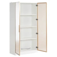 Set di Vetrine Moderne con Illuminazione LED e Ripiani Regolabili, adatte per soggiorno, ufficio, in Vetro, 80x40x160 cm + 70x35x150 cm, Bianco