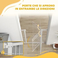 Cancellino per Cani Regolabile da 76-104 cm, Cancelletto Alto 106 cm con 2 Estensioni, Bianco