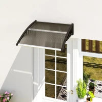 Tettoia da Esterno in Policarbonato per Porte e Finestre con Kit Montaggio 103x96.5x27cm - Marrone