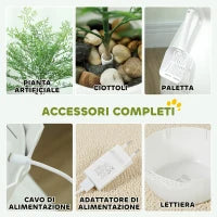 Lettiera per Gatti Antiodore a forma di Vaso con Paletta, in ABS e Acciaio Inox, 50x48.5x58.7 cm, Bianco