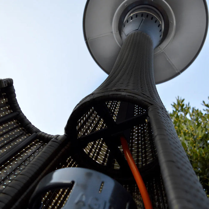 TEMPO STYLE - Fungo riscaldante per esterno pronto all'uso HABITAT Nero, polyrattan ed acciaio | 10kw per riscaldare fino a 50 m² | da 15 a 40h di funzionamento