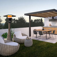 TEMPO STYLE - Fungo riscaldante per esterno pronto all'uso HABITAT Torba, polyrattan ed acciaio | 10kw per riscaldare fino a 50 m² | da 15 a 40h di funzionamento