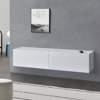 Mobile Pensile Porta TV Evaton da Parete 140 x 33 x 30 cm - Bianco Opaco [en.casa]