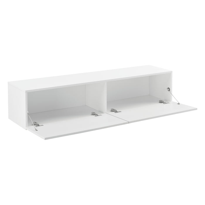 Mobile Pensile Porta TV Evaton da Parete 140 x 33 x 30 cm - Bianco Opaco [en.casa]