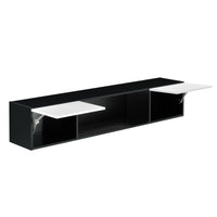 Mobile Pensile Thabong a 2 Ante a Ribalta con Illuminazione LED Blu - Bianco/Nero [en.casa]