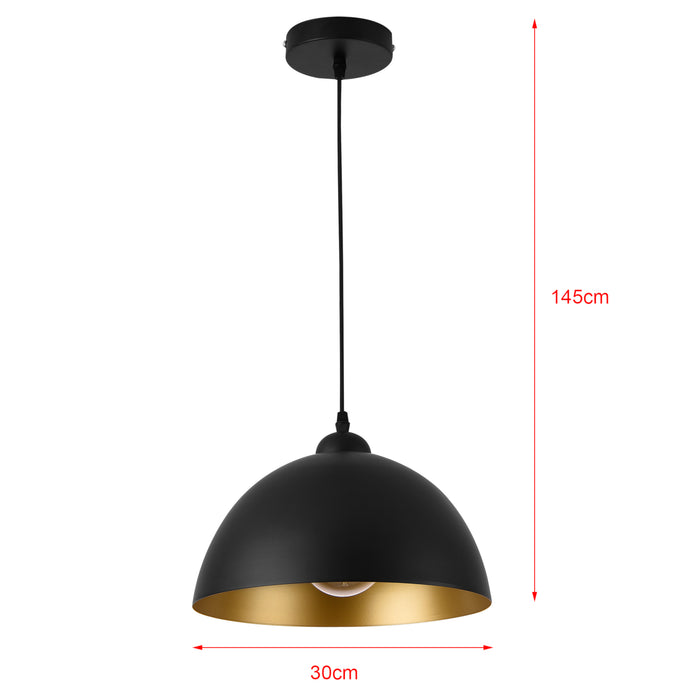 Set di 2 Lampade a Sospensione Toulon con Paralumi Emisferici in Metallo - Nero/Oro lux.pro