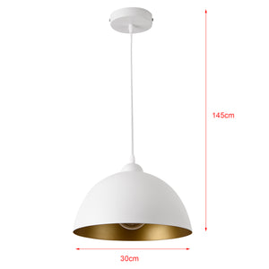 Set di 2 Lampade a Sospensione Toulon con Paralumi Emisferici in Metallo - Bianco/Oro lux.pro