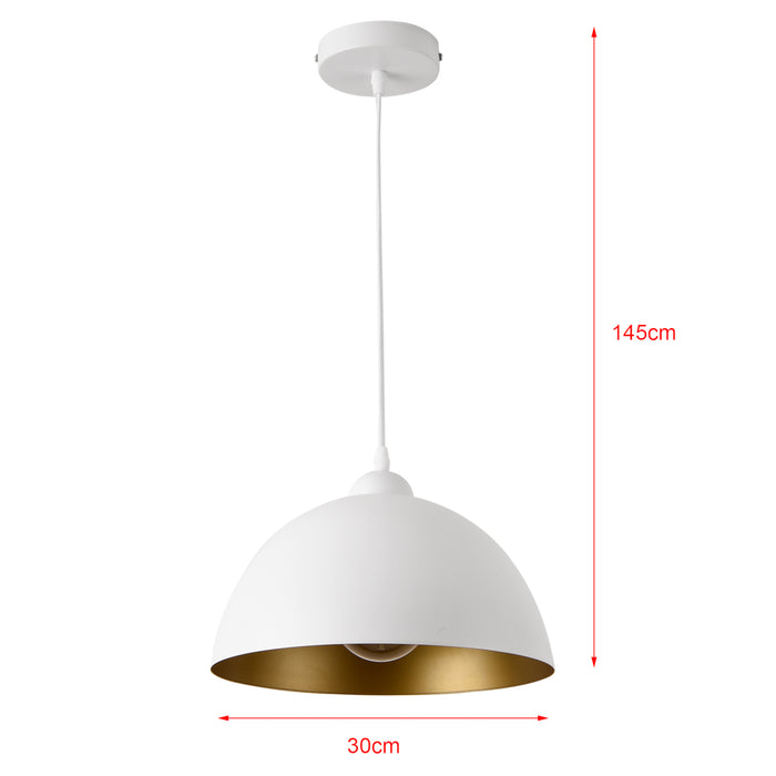 Set di 2 Lampade a Sospensione Toulon con Paralumi Emisferici in Metallo - Bianco/Oro lux.pro