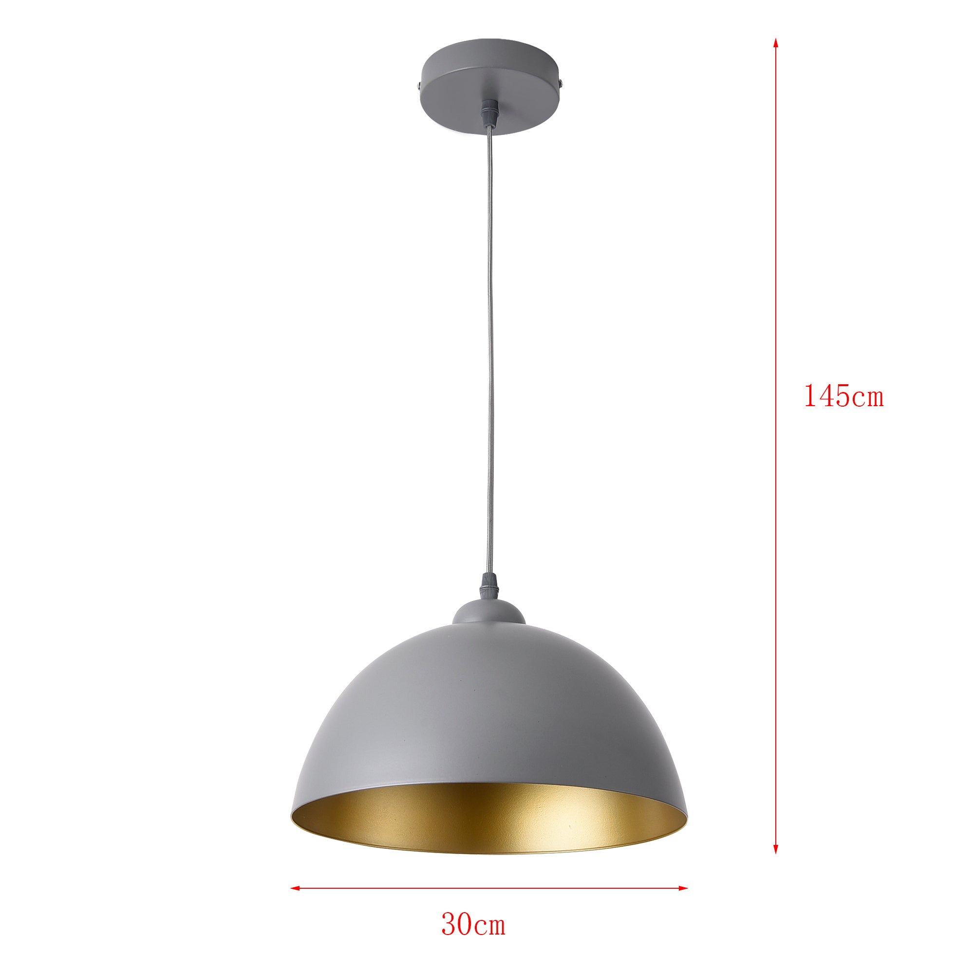 Set di 2 Lampade a Sospensione Toulon con Paralumi Emisferici in Metallo - Grigio/Oro lux.pro