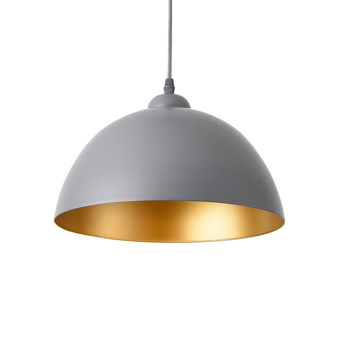 Set di 2 Lampade a Sospensione Toulon con Paralumi Emisferici in Metallo - Grigio/Oro lux.pro