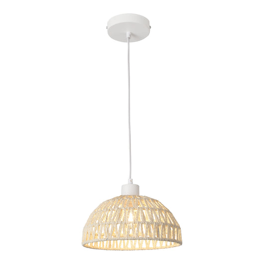 Lampada a Sospensione Alton con Paralume in Rattan Intrecciato - Bianco, Naturale lux.pro