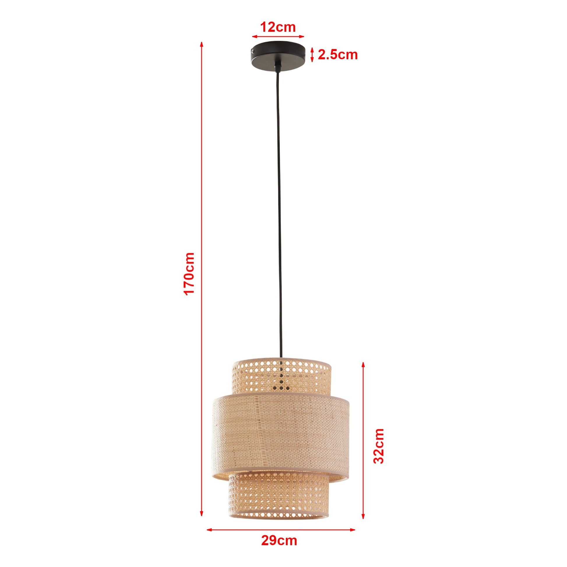 Lampada da terra a sospensione E27 diametro 29 cm effetto rattan nero 03_0010731