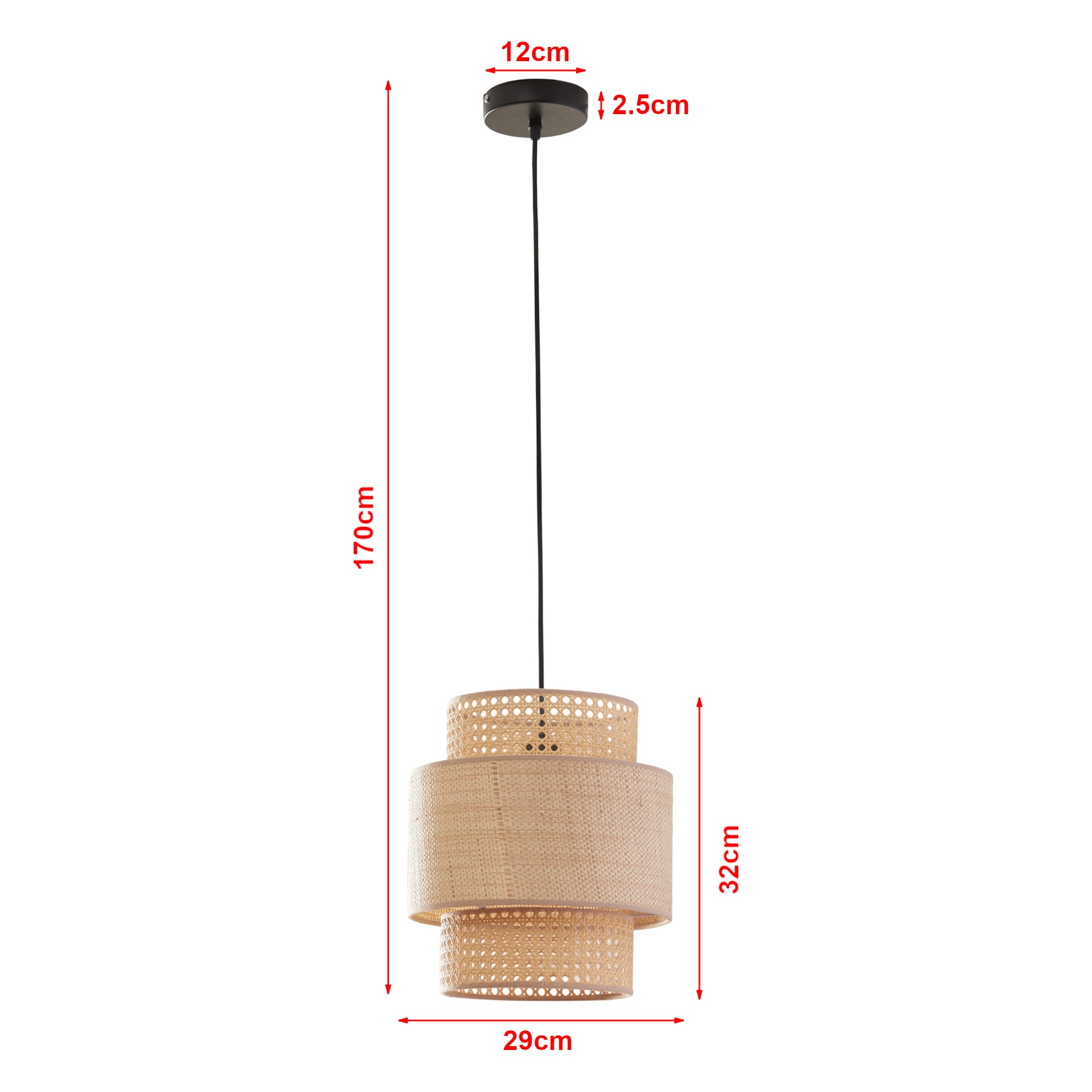 Lampada da terra a sospensione E27 diametro 29 cm effetto rattan nero 03_0010731