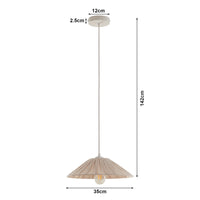 Lampada a Sospensione Bridge con Paralume a Cono Piatto in Tessuto Ø35 cm Beige lux.pro