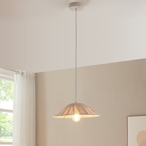 Lampada a Sospensione Bridge con Paralume a Cono Piatto in Tessuto Ø35 cm Beige lux.pro