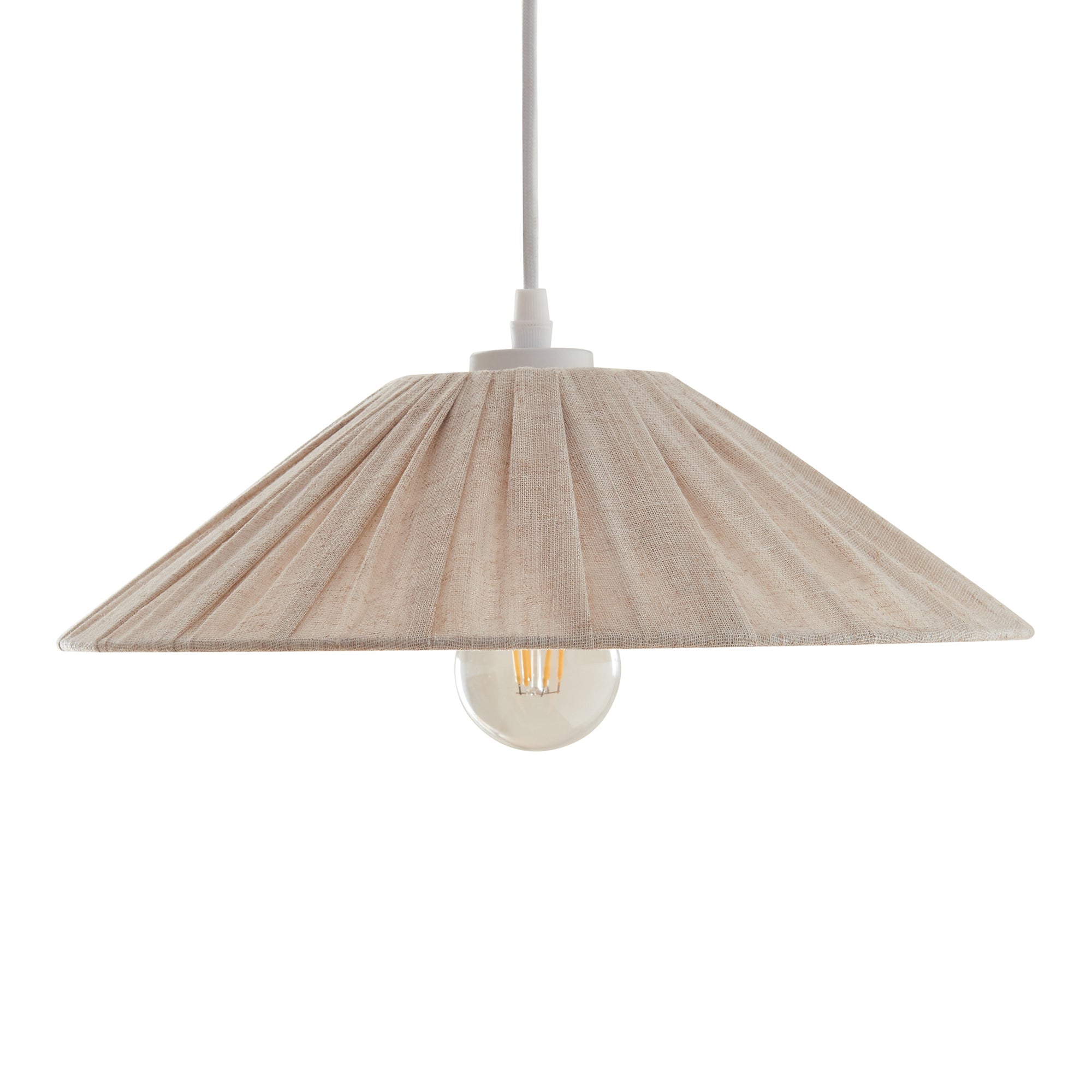 Lampada a Sospensione Bridge con Paralume a Cono Piatto in Tessuto Ø35 cm Beige lux.pro