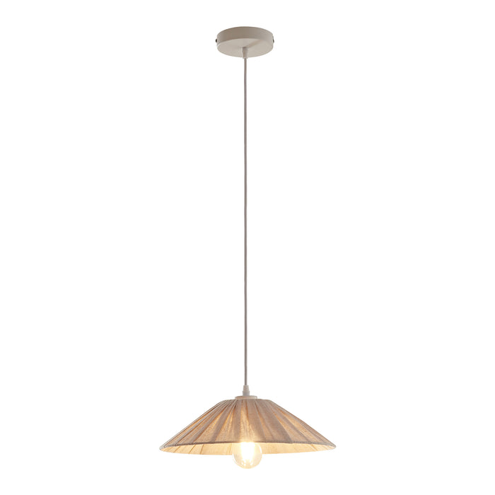 Lampada a Sospensione Bridge con Paralume a Cono Piatto in Tessuto Ø35 cm Beige lux.pro