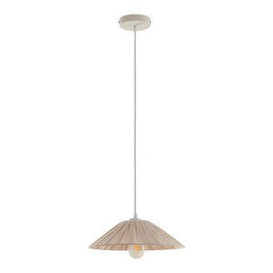 Lampada a Sospensione Bridge con Paralume a Cono Piatto in Tessuto Ø35 cm Beige lux.pro