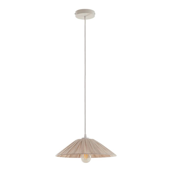 Lampada a Sospensione Bridge con Paralume a Cono Piatto in Tessuto Ø35 cm Beige lux.pro